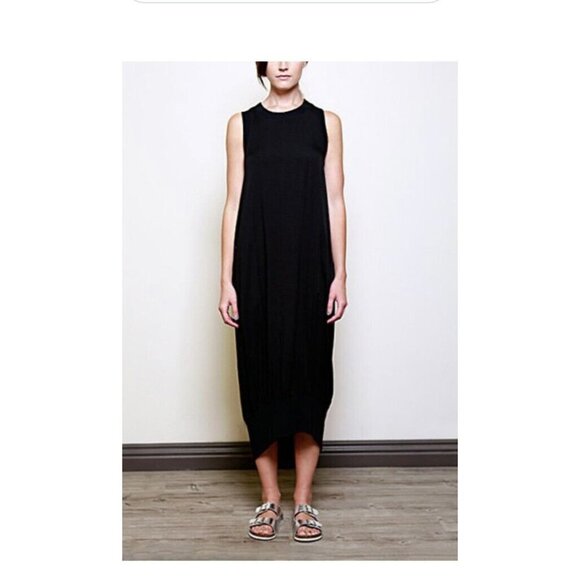 Lumiere Dresses & Skirts - Lumiere Womens Cocoon Dress Black Stretch Midi Scoop Neck Sleeveless Artsy M New